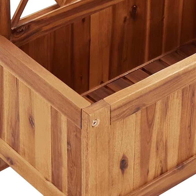 Garden Raised Bed with Trellis Solid Acacia Wood Elevated Planter Box with Trellis Outdoor Plant Stand Planter Flower Box for Vegetable Garden Patio