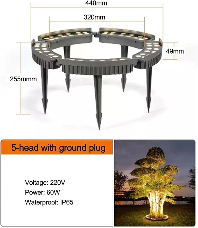 12W LED Ring Landscape Tree Hug Light IP65 Outdoor Waterproof Garden Tree Spotlight AC 220V Landscape Garden Lighting Tree Lamp LED Beam Tree Spotlight(Warm White5PCS)