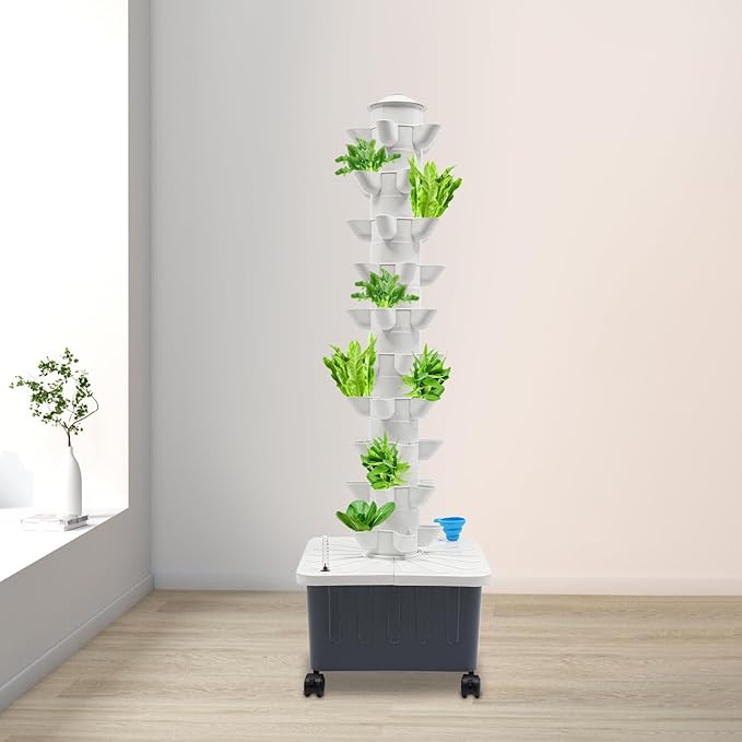 50-Plant Vertical Vegetable Plant Tower Hydroponics Growing Box Kit 10W