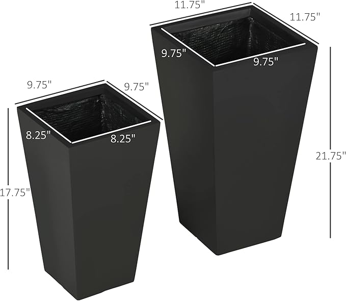 Tall Plant Pot2 Pack Outdoor Planter SetFlower Pots with Drainage Holesfor PorchEntrywayPatioYardGarden