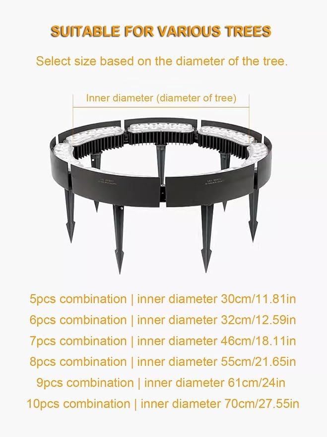 Solar Palm Tree Lights Outdoor LED Low Voltage Landscape Tree Ring Lights Landscape Spotlights Made to Last(Gold LightPack of 6)
