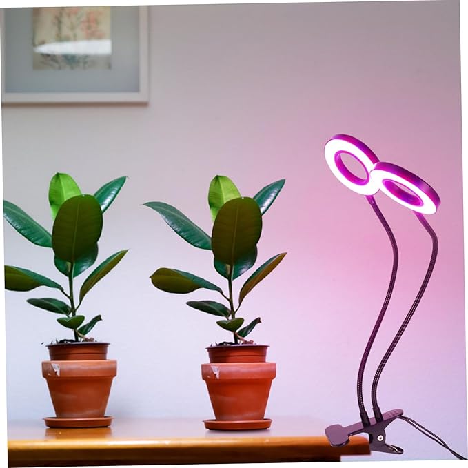 LED Grow Light Clip for Indoor Plants Adjustable Dual-Head Timer 5V Dimmable Plant Growth Lamp for Greenhouse Use