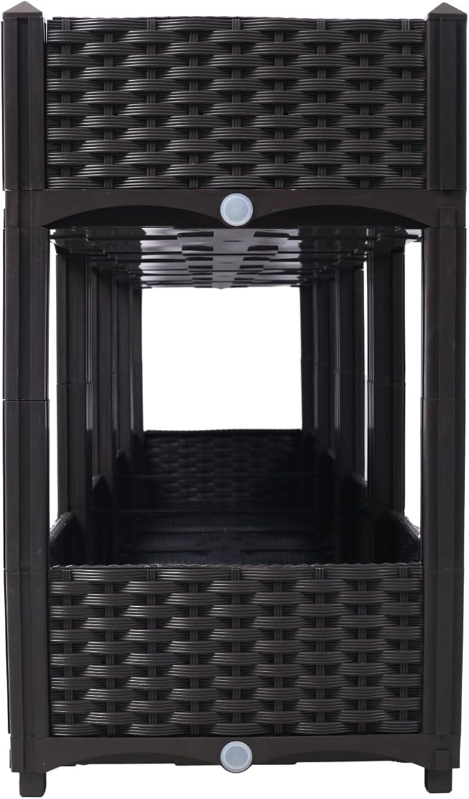 Planter Raised Beds - Elevated Garden Box with Drainage Plug for Vegetable/Flower/Herb Outdoor Gardening Kit Brown 63x15.7x27.7