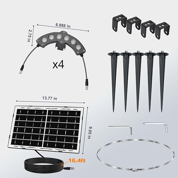 Solar Palm Tree Lights Outdoor Warm Light 3000K Solar Spotlights for Plam Trees 12000 mAh Batteries Solar Powered LED Ring Tree Lights up to 12+ Hours for Outside House Garden Landscape Large Trees