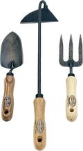 DeWit 3-Piece Petite Garden Tool Set – Dutch Hand Hoe Small Trowel &amp Hand Fork – Tempered Boron Steel with Ash Hardwood Handles