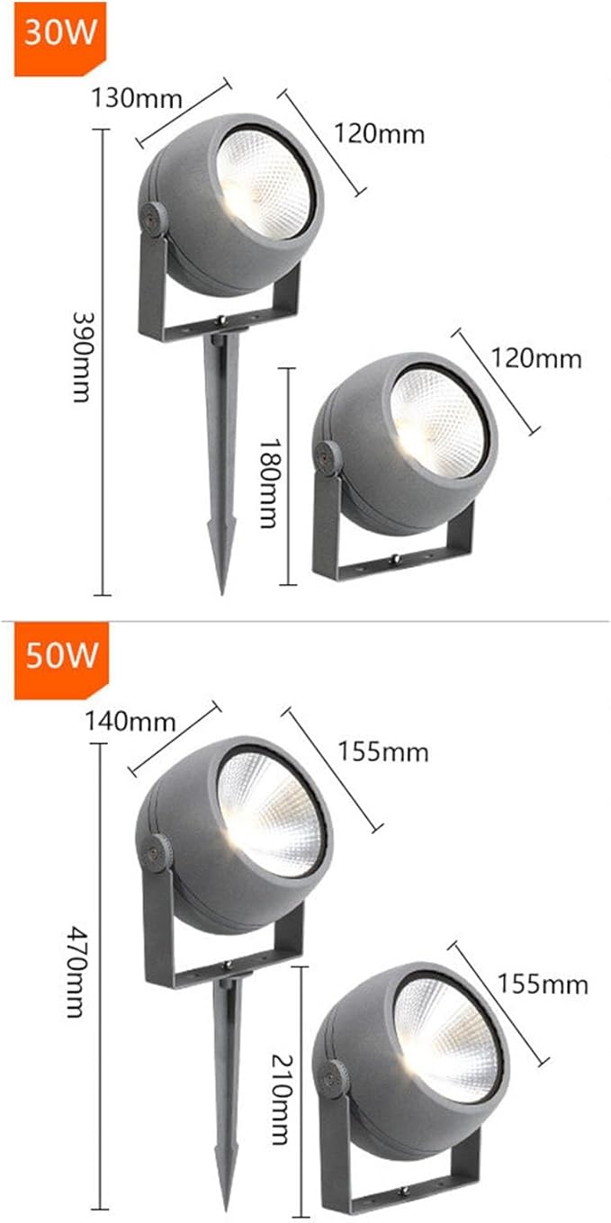 Ground LED Landscape Lamp - 220V Buried Lights Outdoor Recessed Spotlight Waterproof Rotation Spotlight Outdoor Patio Floor LED Lights Exterior Wall/Lawn Light(WhiteA-50w)