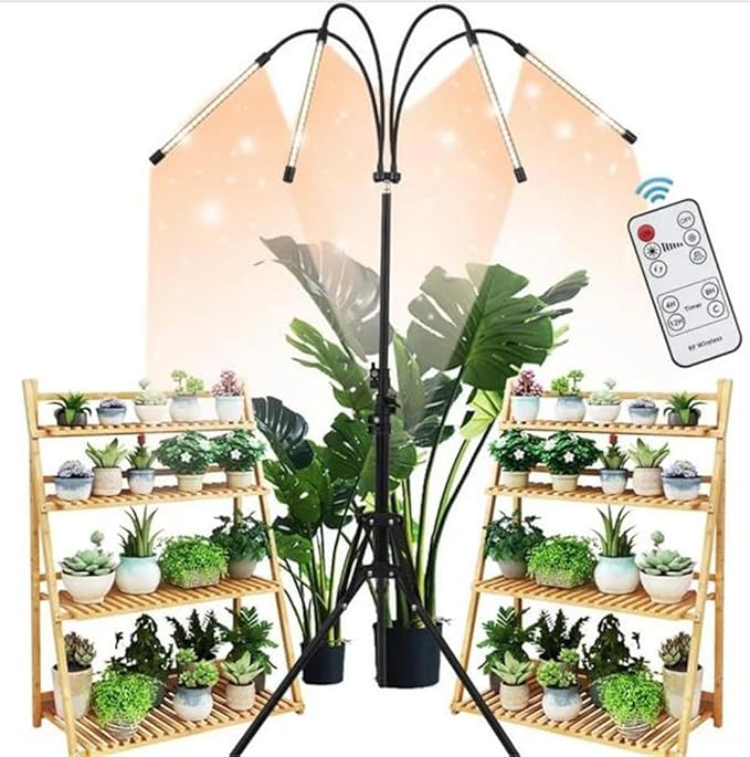 LED Plant Grow Light with Stand LED Grow Light Full Spectrum for Indoor Plants10 Dimmable LevelsTimingAdjustable 15-72 inch. (Warm White)