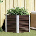 Raised Garden Bed Brown Hexagonal Galvanized Steel Planter 50.8x50.8x30.3 inch Outdoor Planter Box for Vegetables Flowers Herbs Heavy Duty