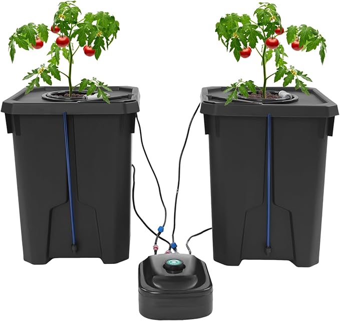 Hydroponics Growing Bucket 7Gallon 2Pcs/Set Professional Culture Bucket System 27L Deep Water Culture with Air Pump Hydroponics Growing System for Greenhouse Garden Balcony Office (2Pcs)