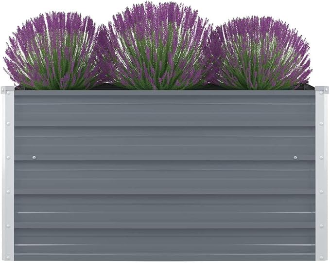 Outdoor Raised Garden Bed Galvanized Steel Square Planter Box Outdoor Raised for Gardening Vegetables Flowers 39.4x39.4x17.7 Galvanized Steel Gray