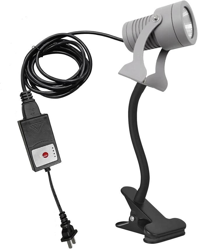 Kiven IP65 Waterproof LED Landscape Up Down Ligh Grey Decorative Spotlight Lamp with Plug-in Cord and Timer for Indoor Outdoor House Yard Plants LED Lawn Light (7W Warm White)