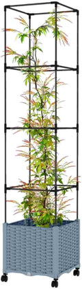 Roll and Grow Raised Garden Bed Mobile Planter with Adjustable Trellis &amp No-Bend Height - Wheels for Sun Tracking Locking Casters &amp Ergonomic Design Ideal for Seniors &amp Easy Care