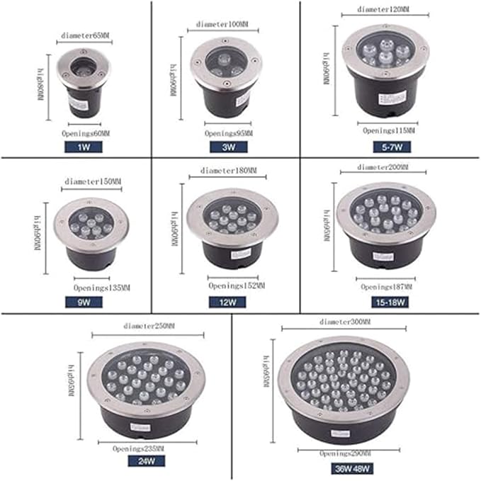 Outdoor Buried Lights - Ground LED Landscape Lamp IP67 Waterproof Recessed LED Spotlight AC85-265V Floor Lamp Round Stainless Steel Garden Lawn Light for Patio Path(Blue Light18W)