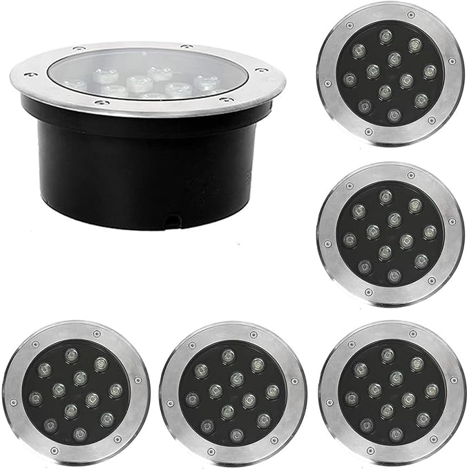 6PCS Landscape Lights - Outdoor Buried Lights AC85-265V IP66 Waterproof Recessed LED Spotlight Round Ground LED Spotlight for Villas Stair Step Lawn Lighting(Warm White9W)