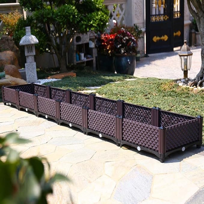 YSUEFIJO Planter Box Outdoor Raised Raised Garden Bed for Vegetables Garden Bed Kit Plastic with Drainage Holes for Flowers Herbs Fruits