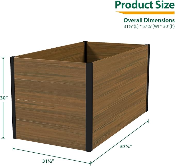 Composite Garden Planter Box with Open Base - Outdoor Modular Raised Bed for Vegetables Flowers and Herbs Durable Eco Friendly Easy to Assemble Low Maintenance