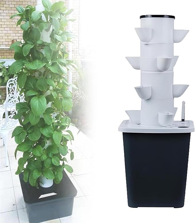 Hydroponics Growing System Vertical TowerHydroponic Vertical Tower 2/3/4/5/6 -Story 10/15/20/25/30-hole hydroponic Tower hydroponic Planting System for Gardening Lover (4 layers/20 Holes)