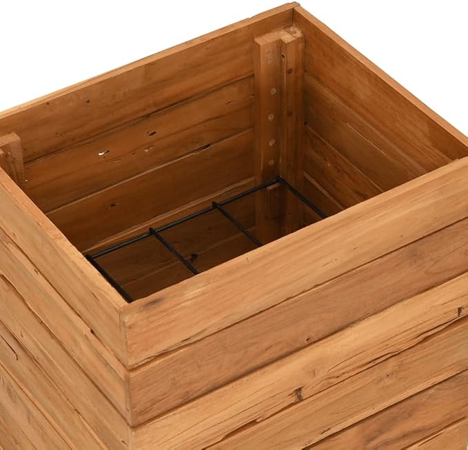 vidaXL Raised Bed - Recycled Teak and Steel Planter Box Adjustable Rack 19.7x15.7x28.3 for Indoor Outdoor Garden Balcony Patio