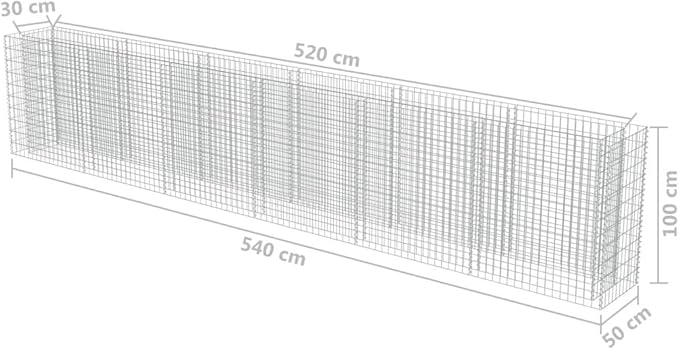 SKM Gabion Raised Gabion Raised Bed Galvanised Steel 212.6x19.7x39.4