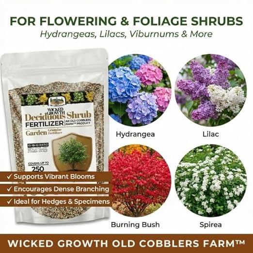 Old Cobblers Farm™ Wicked Growth Deciduous Shrubs Fertilizer – Enhances Seasonal Performance and Keeps Shrubs Healthy and Full (5 lbs | 10 lbs | 15 lbs | 20 lbs) (15 lbs)