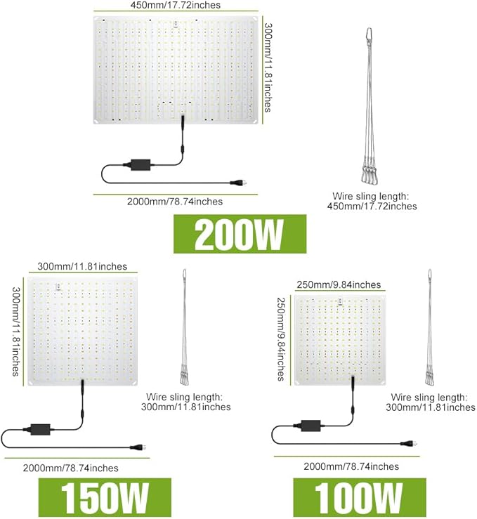 2Pack 400W Full Spectrum Plant Lights AC100-277V Sunlight Hydroponic Seeds Fill Lamp UV/IR Greenhouse Tent Succulent Flowers Fruits Potting Cactus Vegetable Planting Lighting US Plug With Hook Hanging