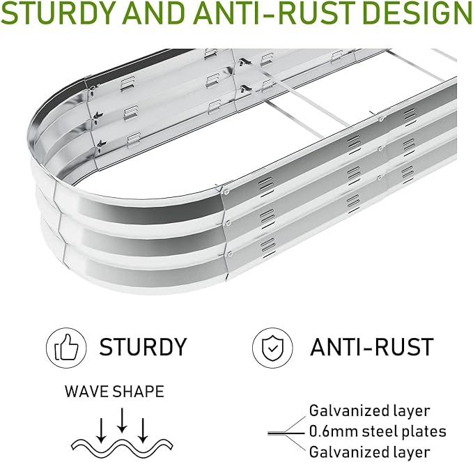 Galvanized Raised Garden Bed Outdoor 67 D x 20 W x10 H 7 cu. ft. Planter for Outdoor Plants Large Metal Raised Garden Bed Kit
