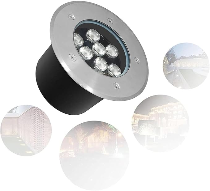 Recessed LED Fountain Light - Low Voltage IP68 Waterproof Underwater Spotlight for Landscape &amp Pool (RGB 18W Yellow 6W)