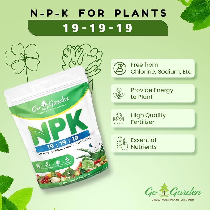 Go Garden Npk 19 19 19 for All Plants Growth Plant Food for Plants and Gardening Purpose 950 Grams Pack Powder