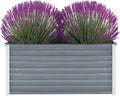 Outdoor Garden Raised Bed Galvanized Steel Metal Outdoor Garden Raised Planter Box for Flowers Vegetables Fruits Herbs Gray 39.4x15.7x17.7