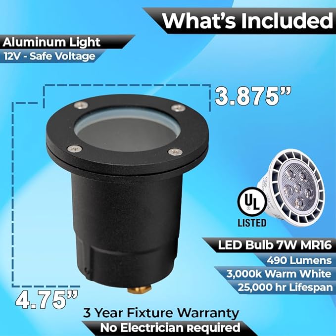 LED Spot Lights Outdoor Landscape Lighting Well Lights 178 - Aluminum In Ground Light with 7W LED Bulb Security Landscape Lights for Long Lasting Home Garden Low Voltage Lighting Deck Lighting