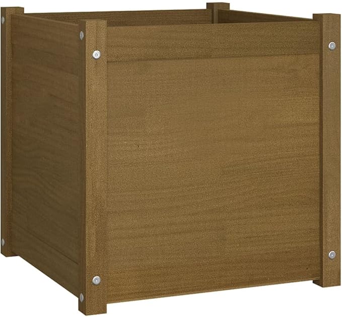 Honey Brown Pine Wood Outdoor Planter Box - Large Flower Pots for Gardening Planting Vegetables and Herbs in Garden Beds