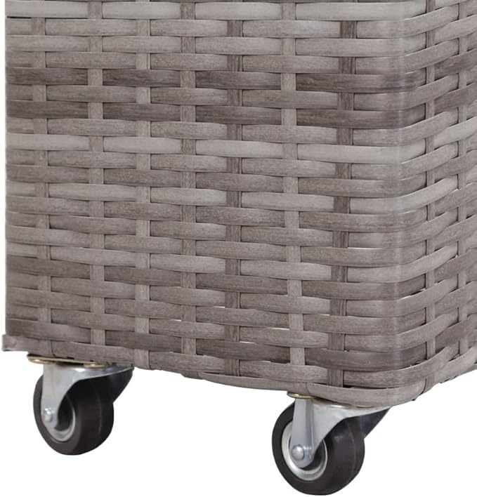 Gray Poly Rattan Raised Garden Bed 31.5x8.7x31.1 Inch Outdoor Planter Box for Patio Balcony Gardening with 4 Pots