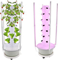 Indoor Hydroponic Garden Tower 28 Pods Vertical Hydroponic Growing System with LED Grow Lights Pump &amp Timer 7 Tier Space Saving Planter for Herbs Vegetables Balcony (White and Green)