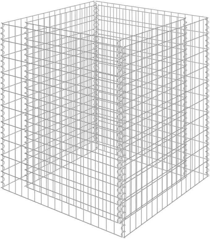 Gabion Raised Garden Bed Silver Galvanized Steel 35.4x35.4x39.4 inch Square Outdoor Planter for Vegetables Flowers
