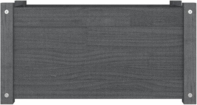 Garden Planter Set of 2 Grey Solid Pinewood Medium 23.6 Length Durable Outdoor Raised Garden Bed for Flowers Herbs