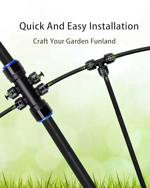 Drip Irrigation Kit Quick Connect Garden Watering System for Lawn Raised Bed Greenhouse Automatic Sprinkler Parts with 16FT 1/2 Main Pipe + 79FT 1/4 Tubing