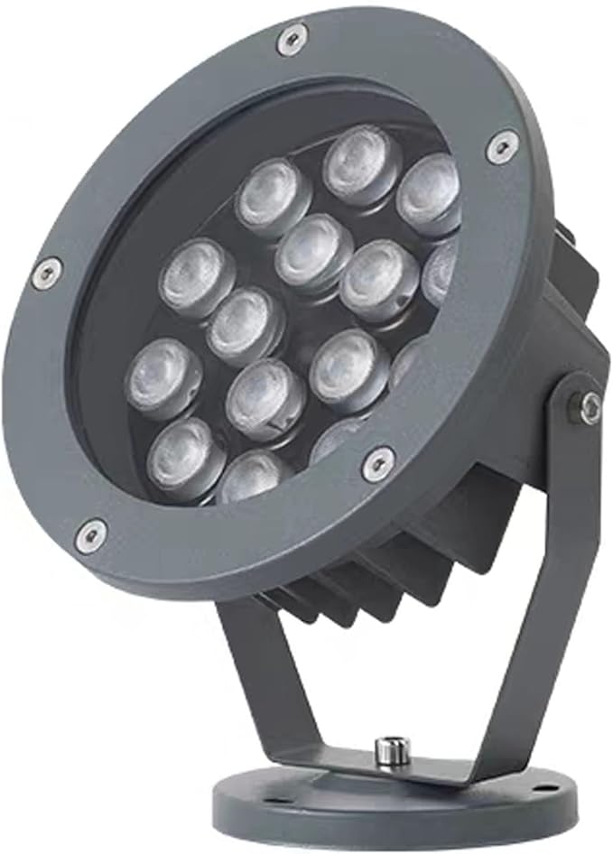 Round LED Tree Spotlight - IP65 Waterproof Landscape Lamp 220V Outdoor Flood Light Triple Plug-in Projection (12W Red/Blue)