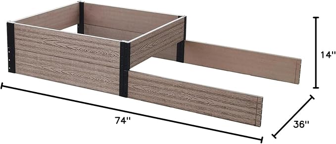 Everbloom Modular 36” Terraced Double Bed Extension (Only Used Raised Garden Bed R073638 R143638 or R0714D36)-Unlimited Possibilities for A Premium Garden Bed