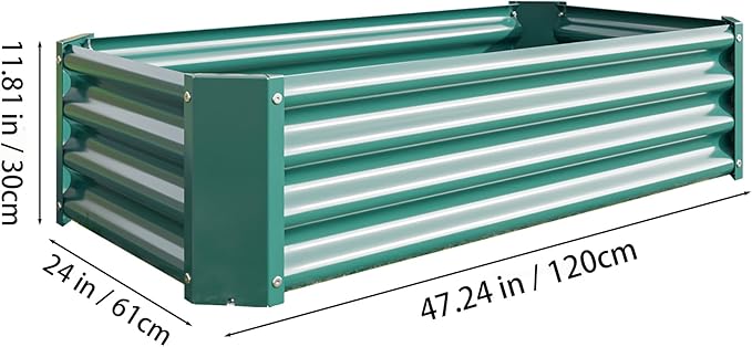 Galvanized Raised Garden Bed Easy Assembly Raised Beds Large Durable Rust-Resistant Planters Raised Garden Bed Kit for Outdoor Planters Vegetables Flower Herb (Green 4x2x1 ft)