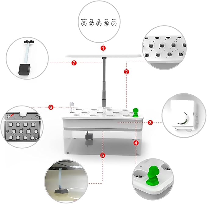 Hydroponics Growing System 12 Pods Indoor Herb Garden with LED Grow Light with Aquaponic Fish Tankwith Auto Timerfor Home KitchenHeight Adjustable