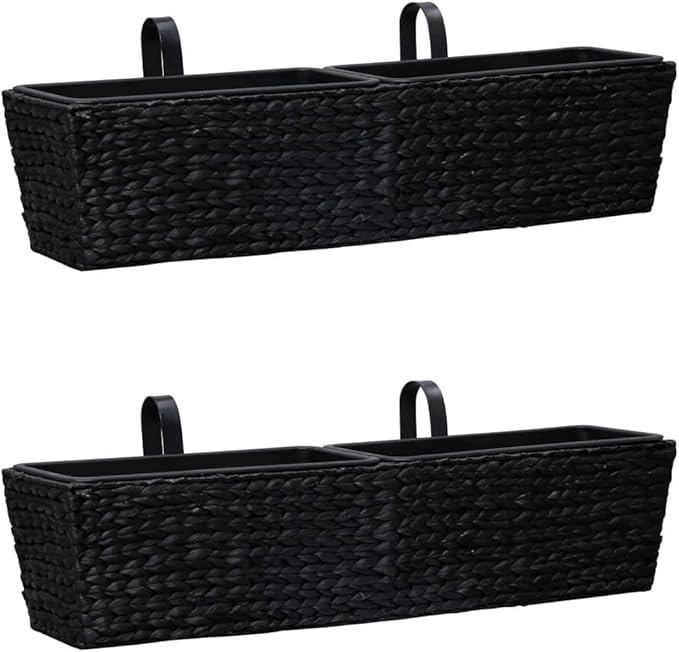Planter Set of 2 Black Water Hyacinth Steel Cage Welded Wire Garden Baskets for Potted Plants Galvanized Mesh for Patio Cages for Stones Landscape