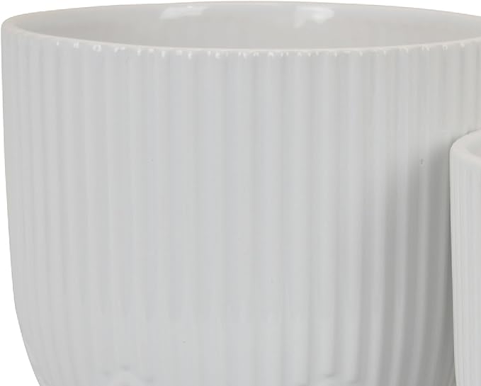 10 7 Inch Indoor Planter Set of 2 White Ribbed Round Design