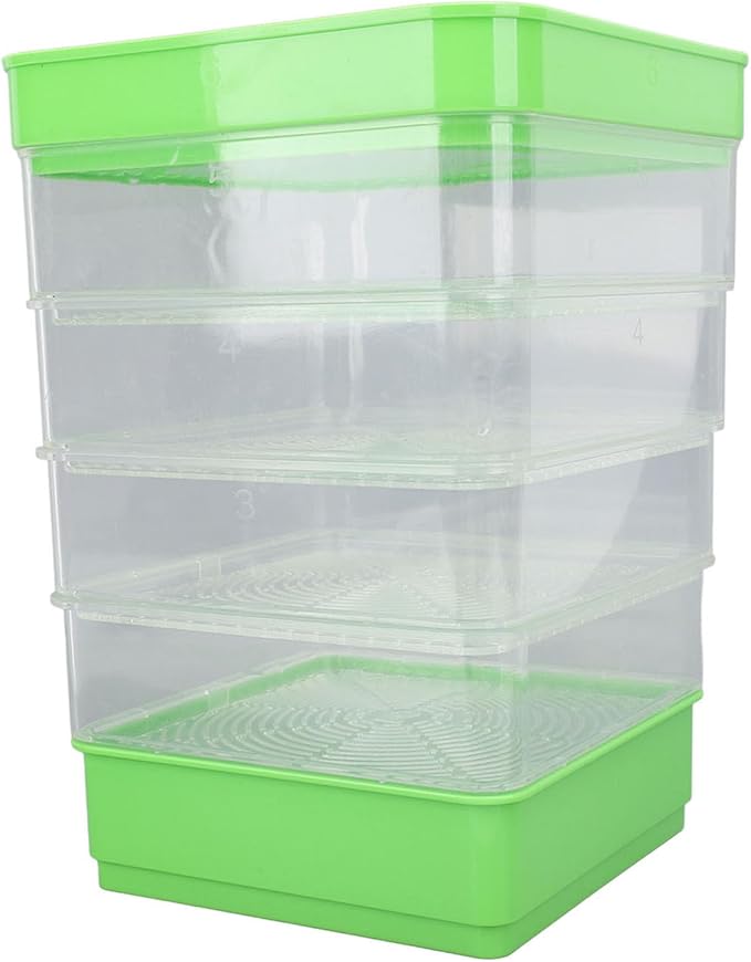 Stackable Sprouter Kit 4 Tier Sprouting Kit Microgreens Growing Tray for Small Kitchens Balconies Or Limited Home Growing Spaces (with Sunshade)