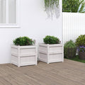 Garden Planter Set of 2 White Solid Pine Wood with Galvanized Steel Grid for Fencing and Landscape Retaining Walls - Welded Wire Mesh Basket