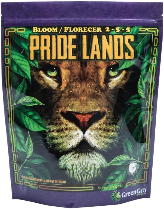 Pride Lands Premium Organic Bloom Fertilizer with NO Fillers Bigger Buds and Flowers Brighter Plants with Our Complete Bloom Nutrients Recharge Soil and Boost Growth with Optimal Blend of NPK 5 lb