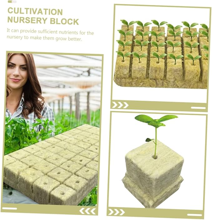 100pcs Stonewool Hydroponic Grow Cubes for Soilless Planting Gardening Supplies for Vegetable High Water Absorption Breathable Substrate Blocks