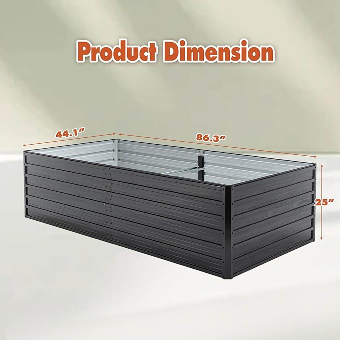 Anwick 7.2x3.6x2 FT Galvanized Raised Garden Bed Kits - Garden Planters for Outside Rectangular Metal Planters Box Deep Root Planters for Outdoor Plants Vegetables Flowers (7.2x3.6x2FT)