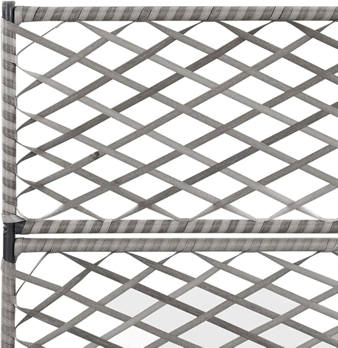 Rattan Trellis Raised Bed with 3 Pot Raised Garden Bed Planter Box with Trellis Tomato Planters for Climbing Plants Vegetable 32.7x11.8x51.2 Poly Rattan Gray-387
