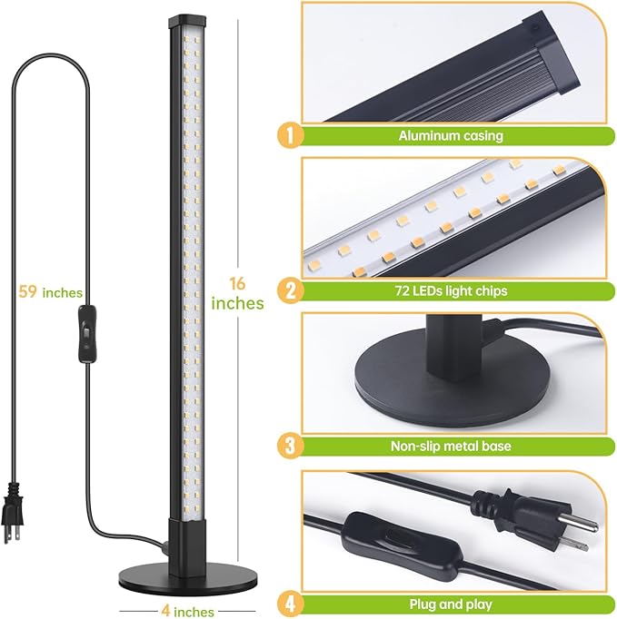 Smart Gardening Bundle: 4-Tier Greenhouse Stand + Vertical Desk Grow Light – Full Spectrum Lighting System