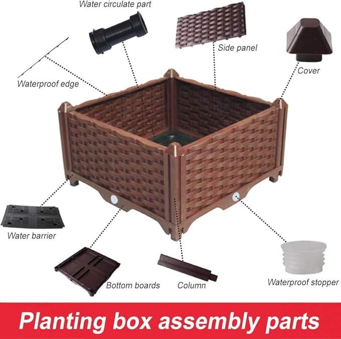 qiuqiu Raised Bed Garden Kit Rectangular Planter Pot System for Fresh Vegetables Herbs Flowers and Succulents 40 X 40 X 22Cm